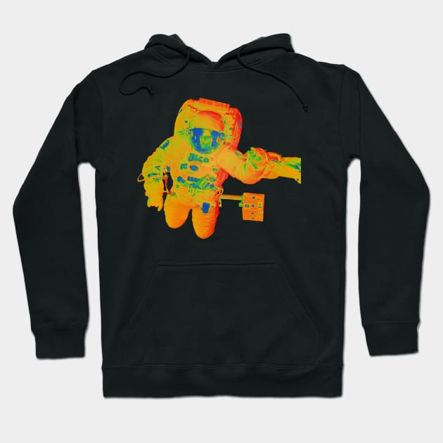 NASA Astronaut in Yellow, Orange, Blue and Green Colors Hoodie by The Black Panther